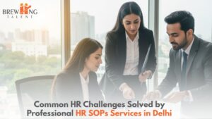 HR professionals reviewing policies to address workplace challenges through HR SOPs Services in Delhi.